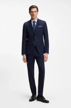 Regular-fit shirt in easy-iron stretch-cotton dobby