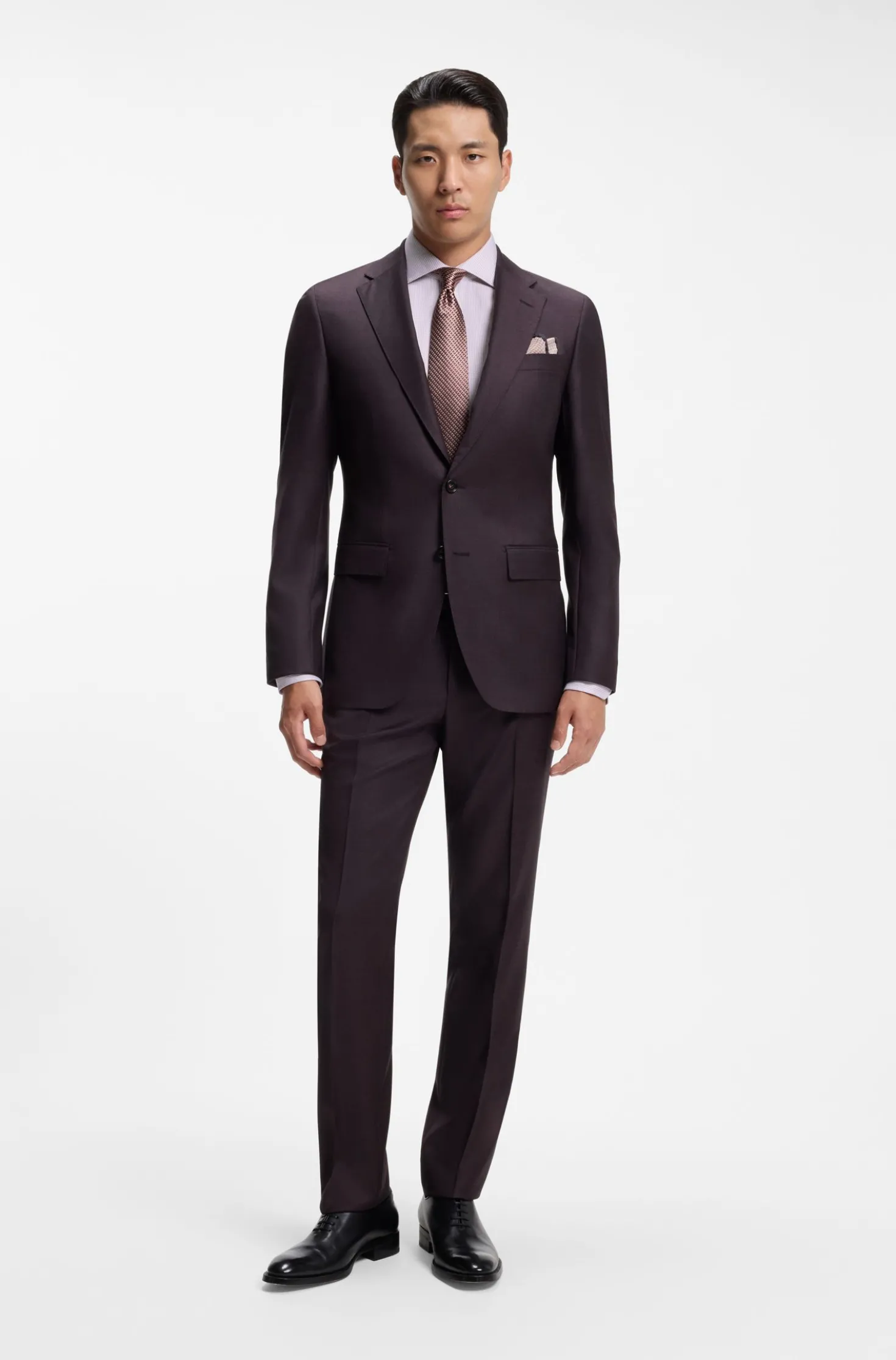 Regular-fit shirt in fine-striped Italian-made cotton