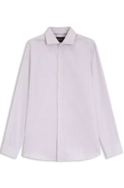 Regular-fit shirt in fine-striped Italian-made cotton