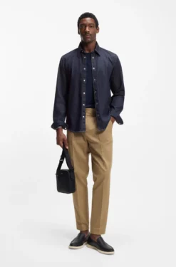 Regular-fit shirt in indigo stretch denim