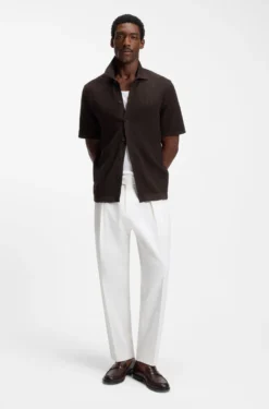 Regular-fit shirt in knitted cotton
