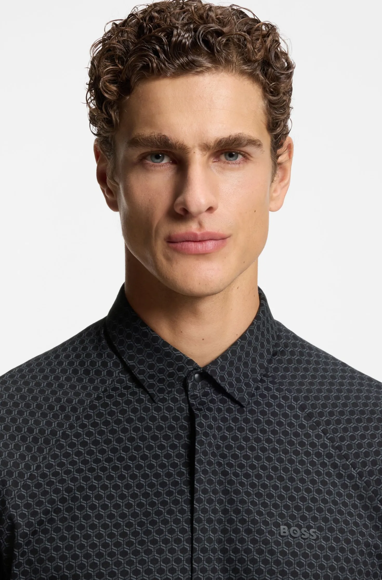 Regular-fit shirt in knitted cotton piqué