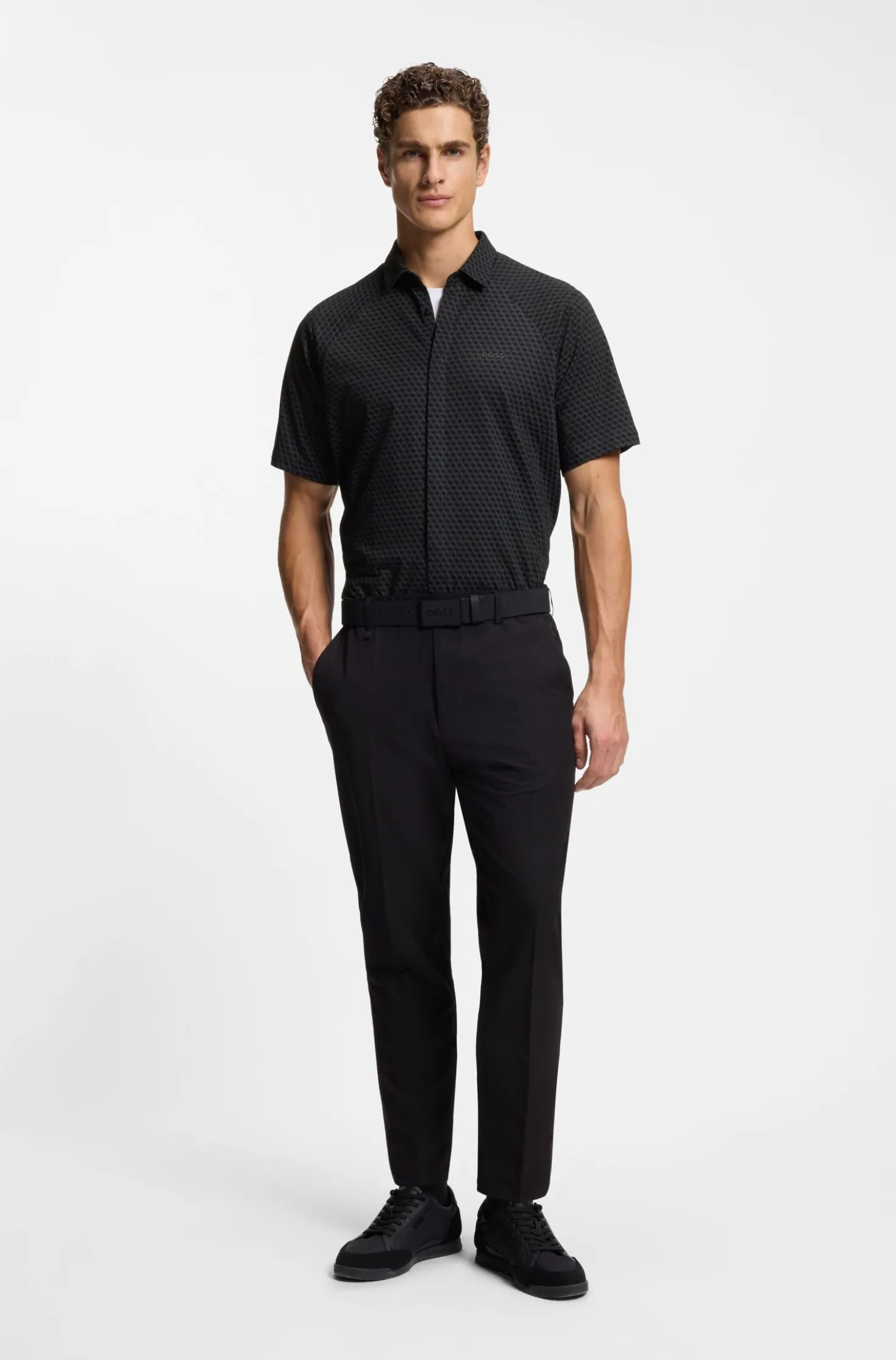 Regular-fit shirt in knitted cotton piqué