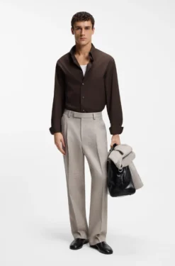 Regular-fit shirt in lightweight merino wool