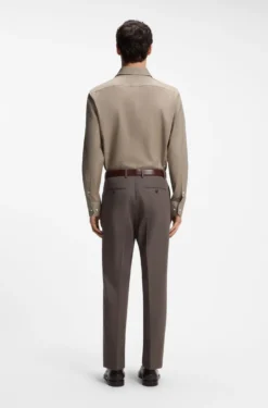 Regular-fit shirt in patterned Italian-made cotton