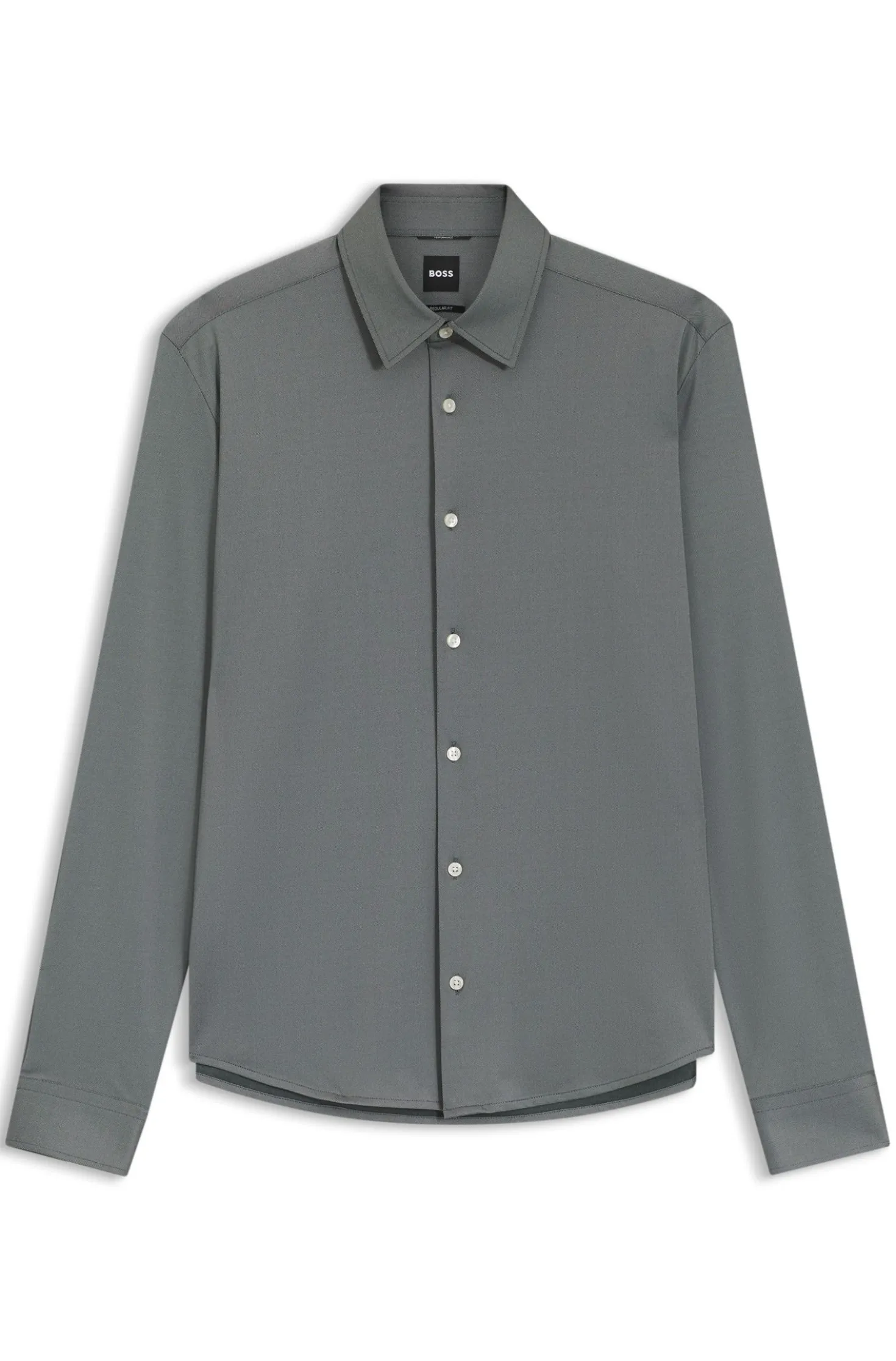 Regular-fit shirt in performance-stretch Oxford jersey