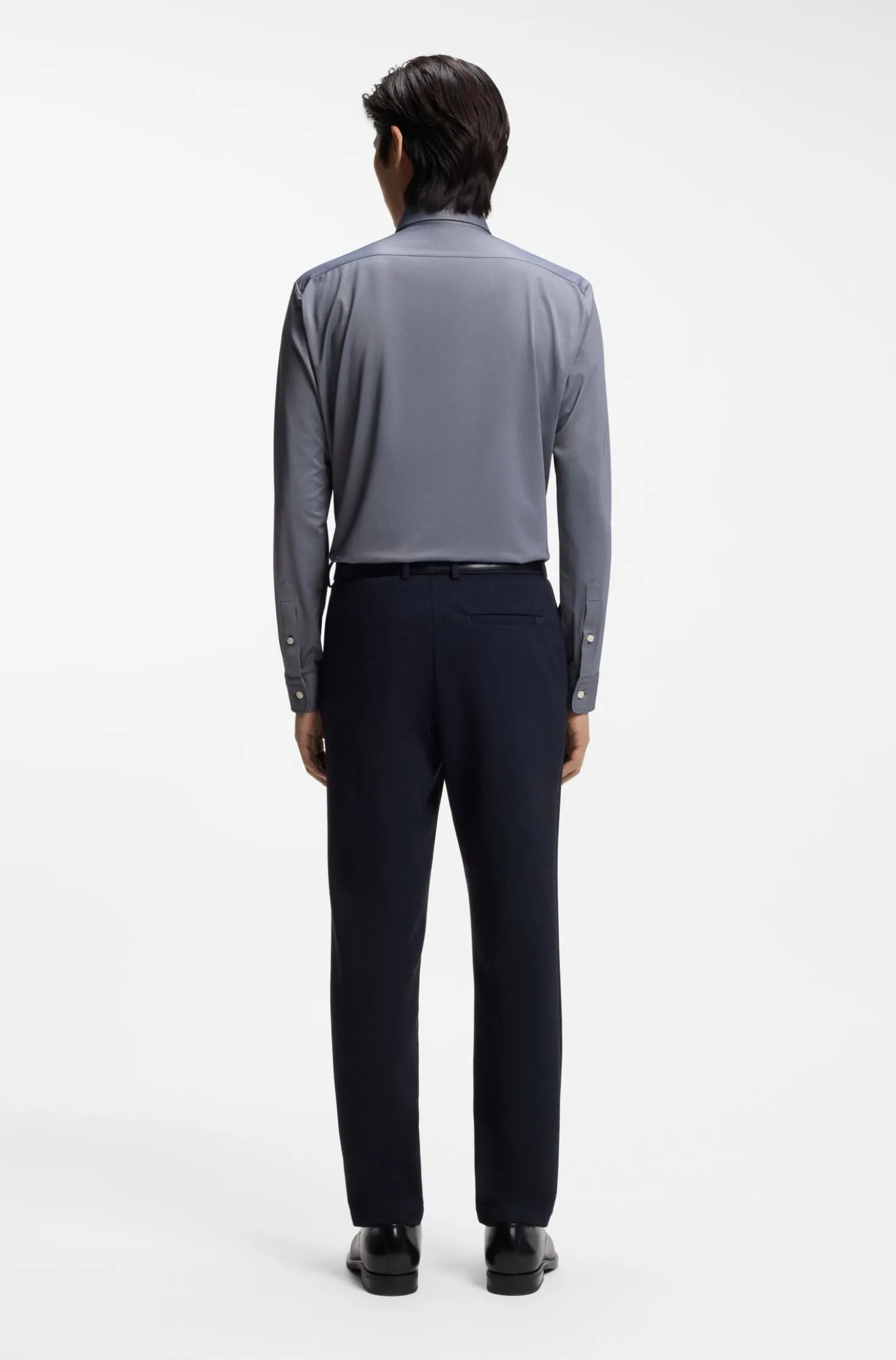 Regular-fit shirt in performance-stretch Oxford jersey
