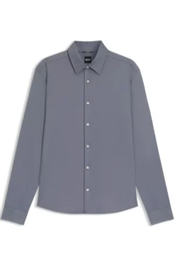Regular-fit shirt in performance-stretch Oxford jersey