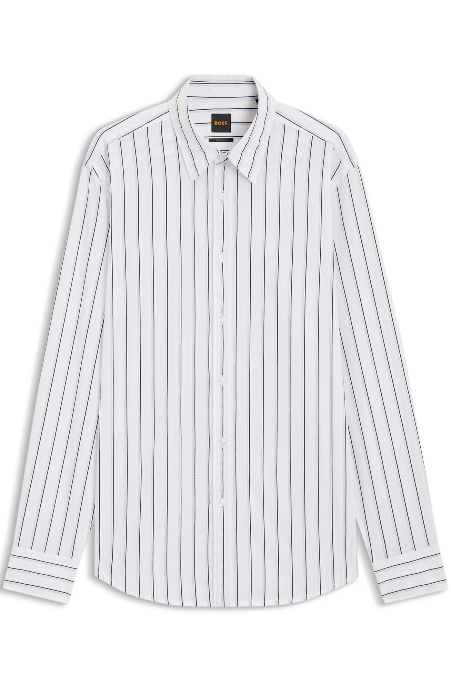 Regular-fit shirt in printed cotton poplin