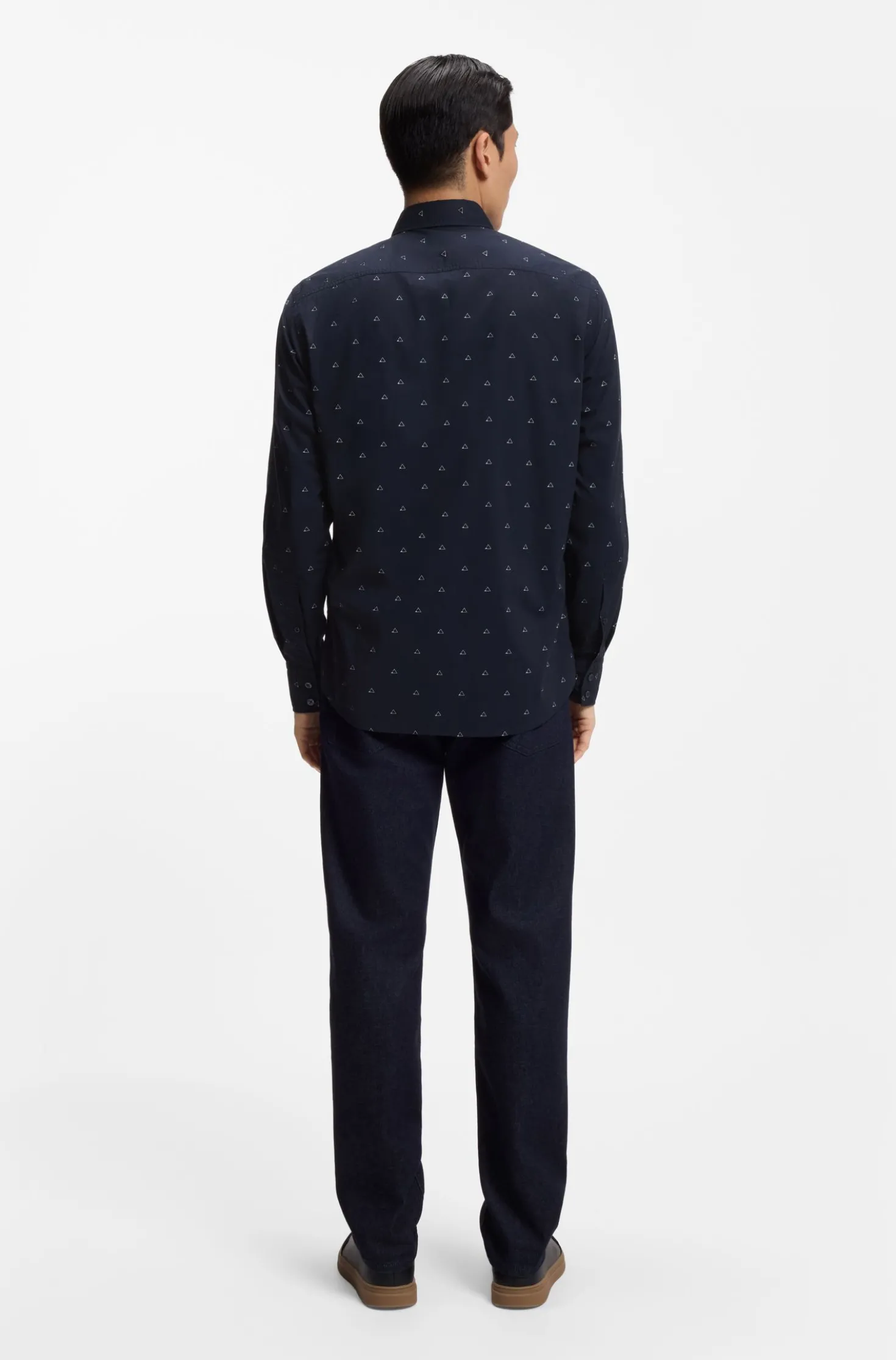 Regular-fit shirt in printed cotton poplin