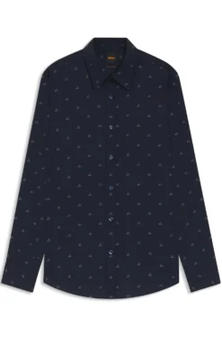 Regular-fit shirt in printed cotton poplin