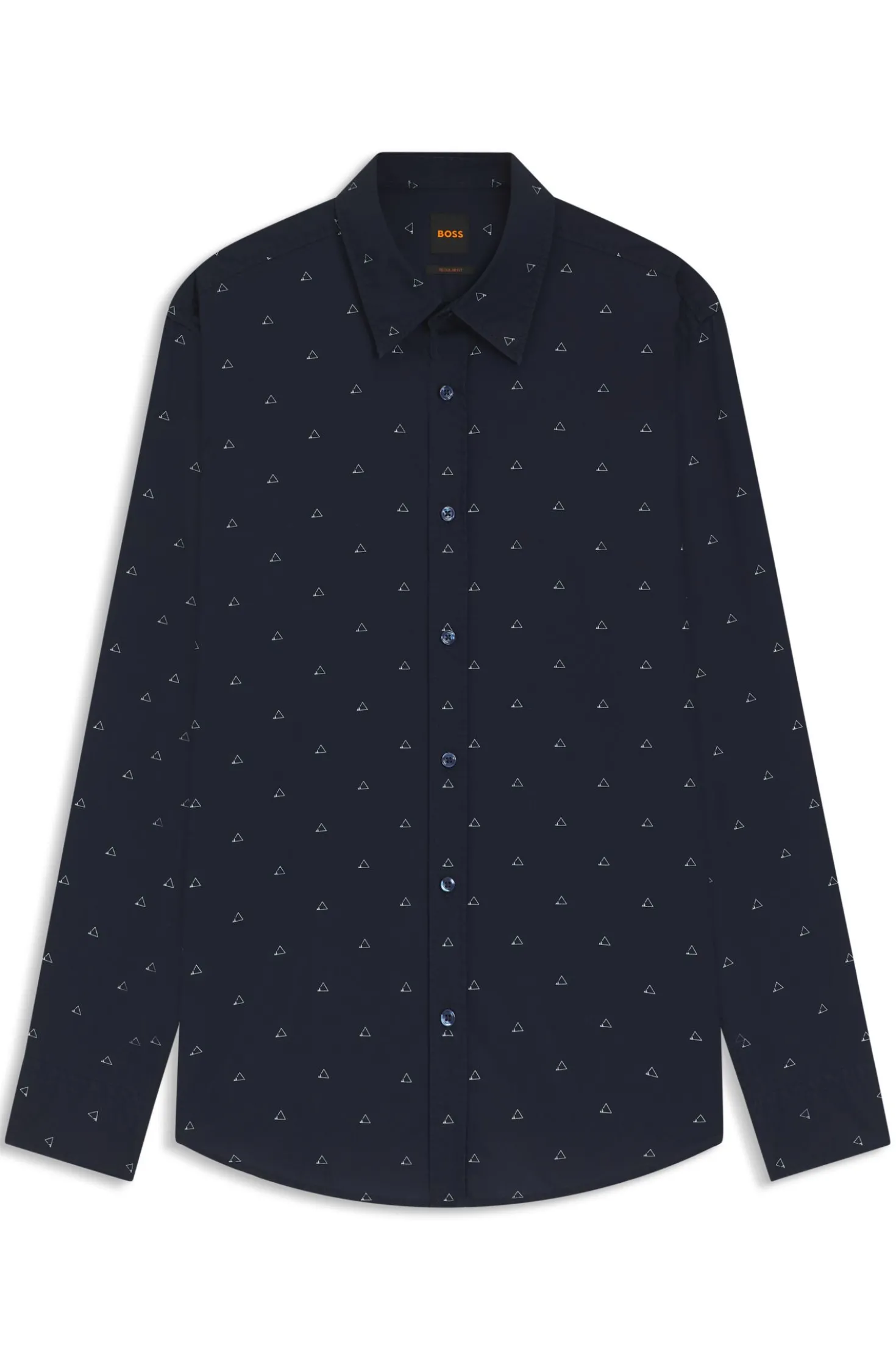 Regular-fit shirt in printed cotton poplin