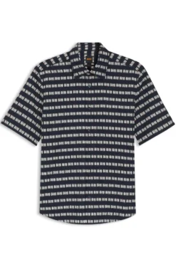 Regular-fit shirt in printed cotton poplin