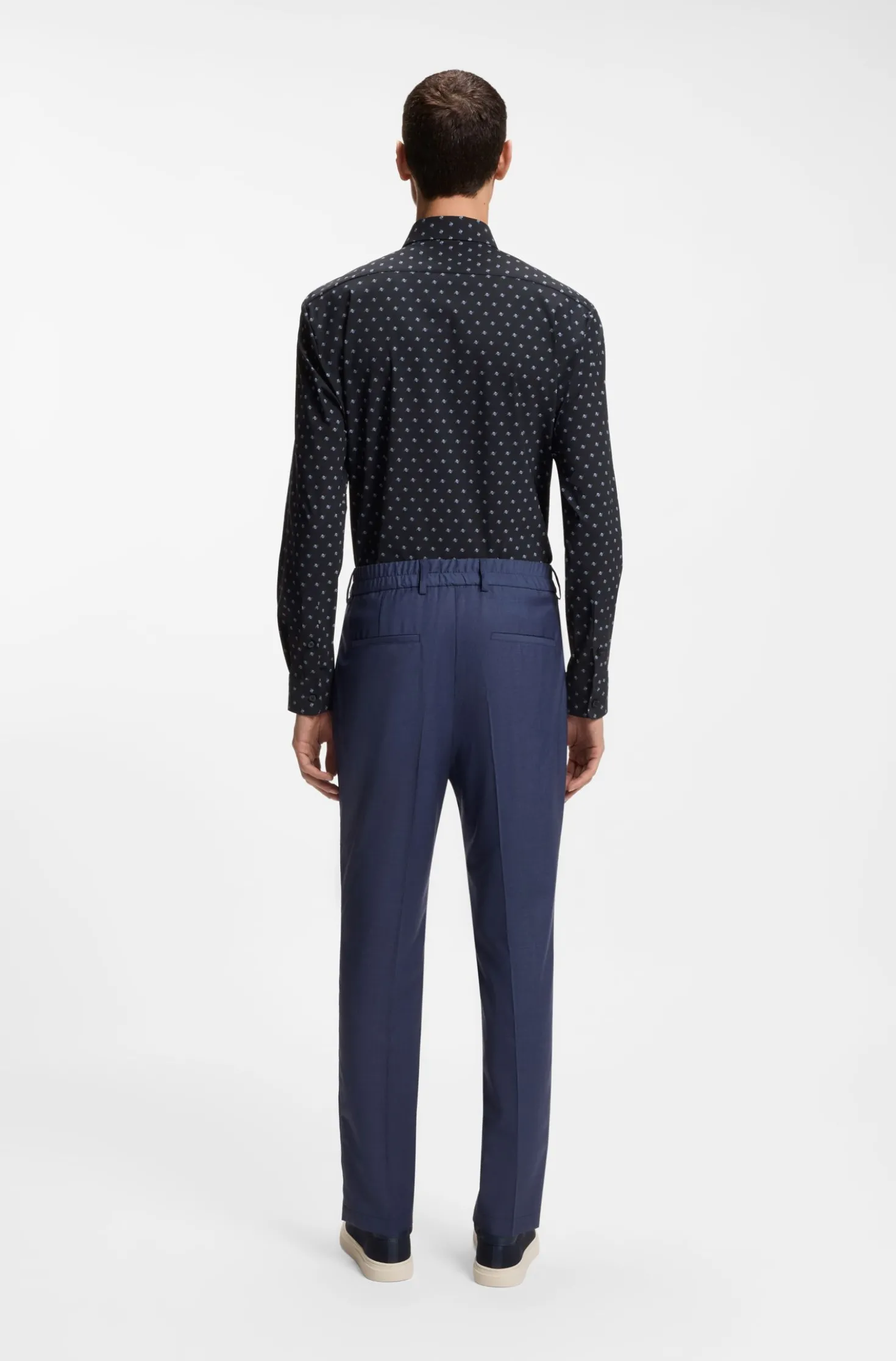 Regular-fit shirt in printed performance-stretch jersey
