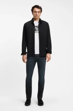 Regular-fit shirt in stretch-cotton dobby