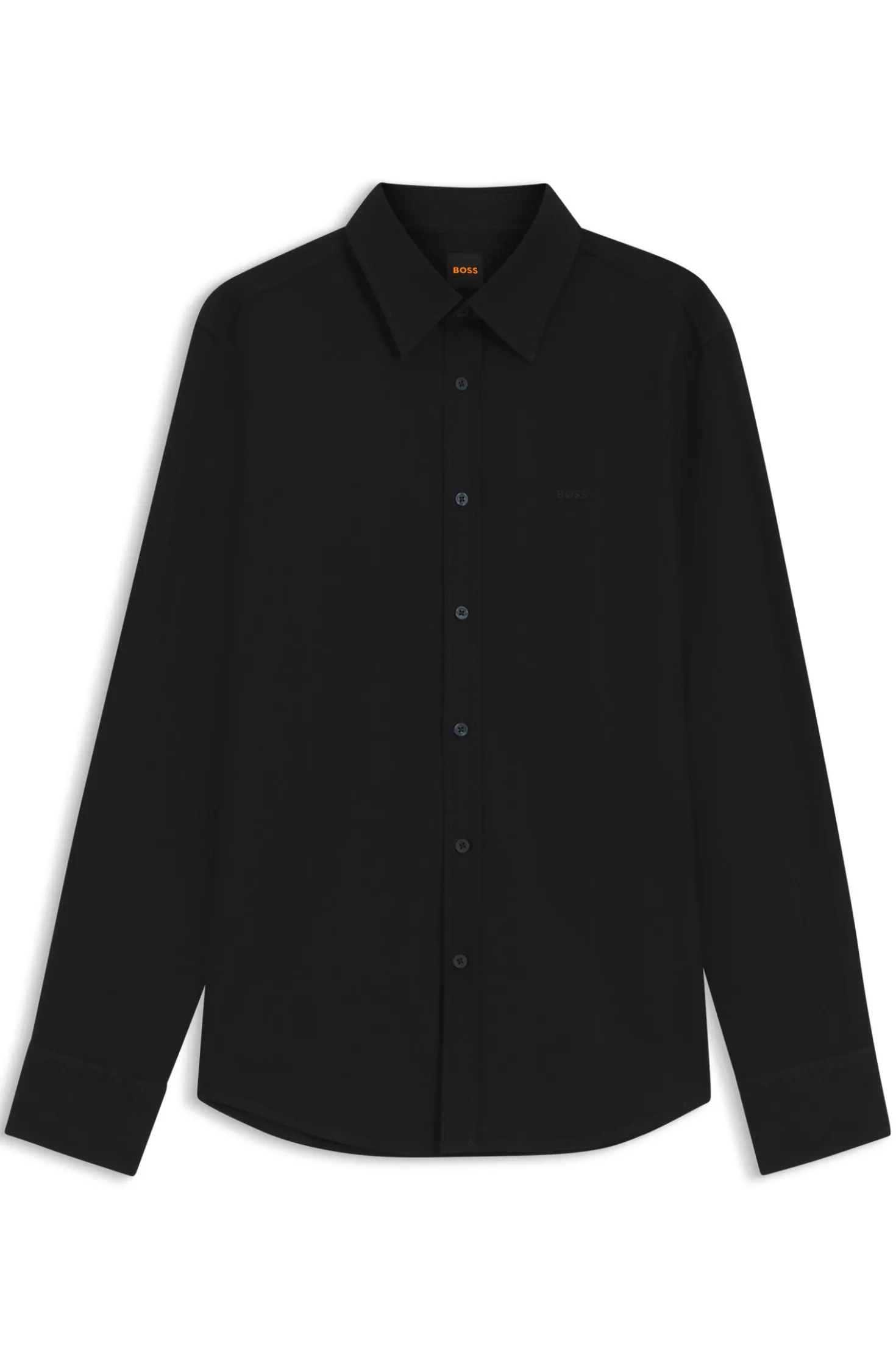 Regular-fit shirt in stretch-cotton dobby