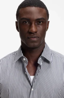 Regular-fit shirt in striped easy-iron cotton