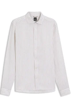 Regular-fit shirt in striped linen