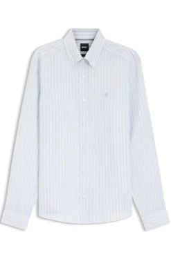 Regular-fit shirt in striped linen
