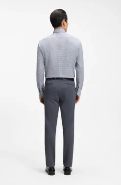Regular-fit shirt in structured stretch cotton