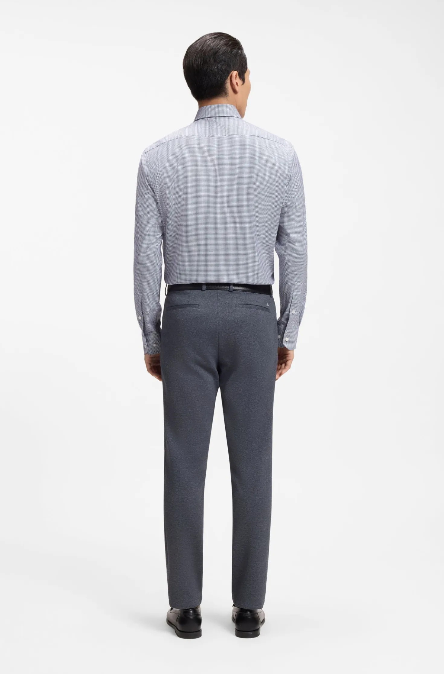 Regular-fit shirt in structured stretch cotton