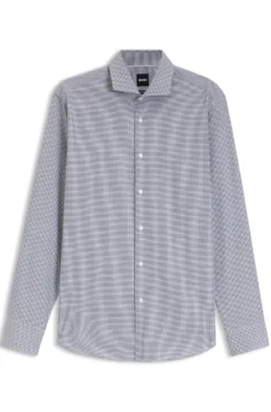 Regular-fit shirt in structured stretch cotton