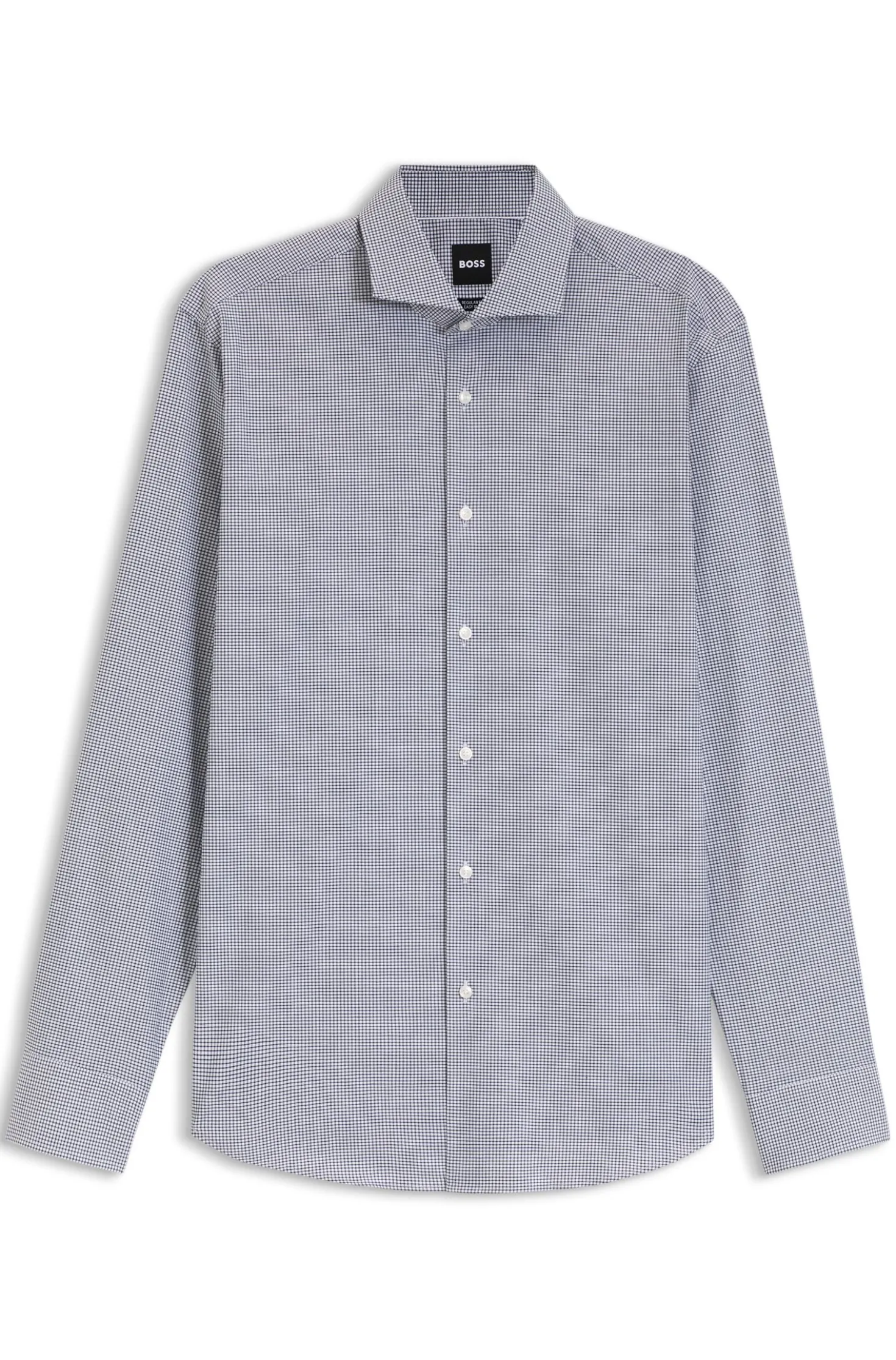 Regular-fit shirt in structured stretch cotton