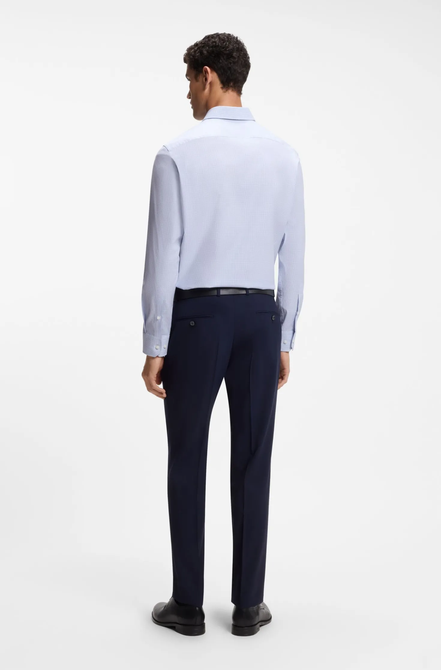 Regular-fit shirt in structured stretch cotton