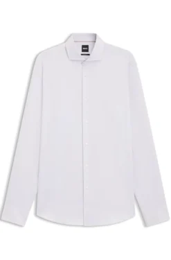 Regular-fit shirt in structured Italian-made cotton