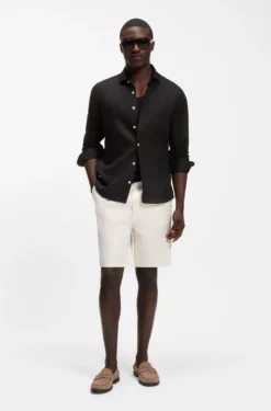 Regular-fit shirt in washed linen