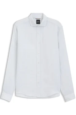 Regular-fit shirt in washed linen