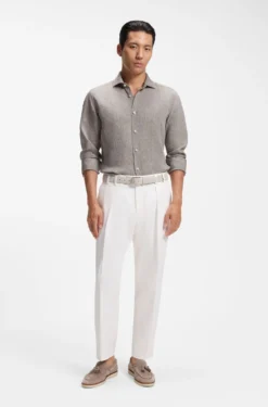 Regular-fit shirt in washed linen