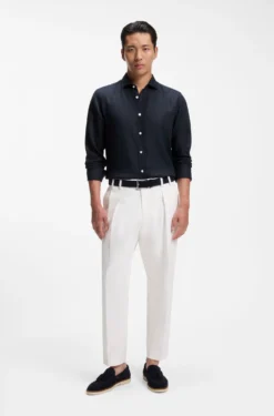Regular-fit shirt in washed linen