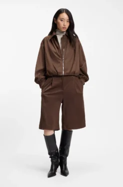 Regular-fit shorts in faux suede with front pleats