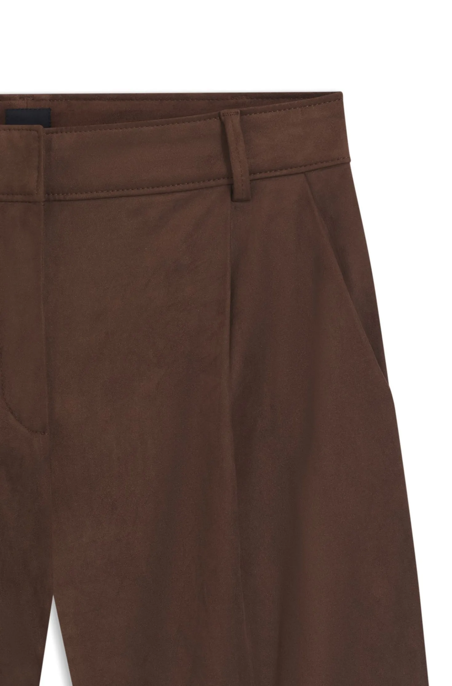 Regular-fit shorts in faux suede with front pleats