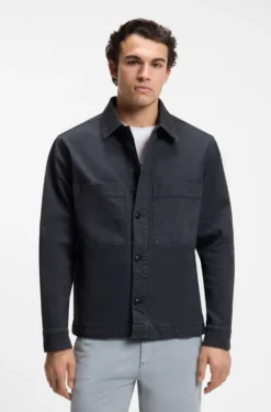 Regular-fit stretch-cotton denim shirt