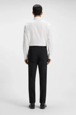 Regular-fit stretch-twill formal business shirt