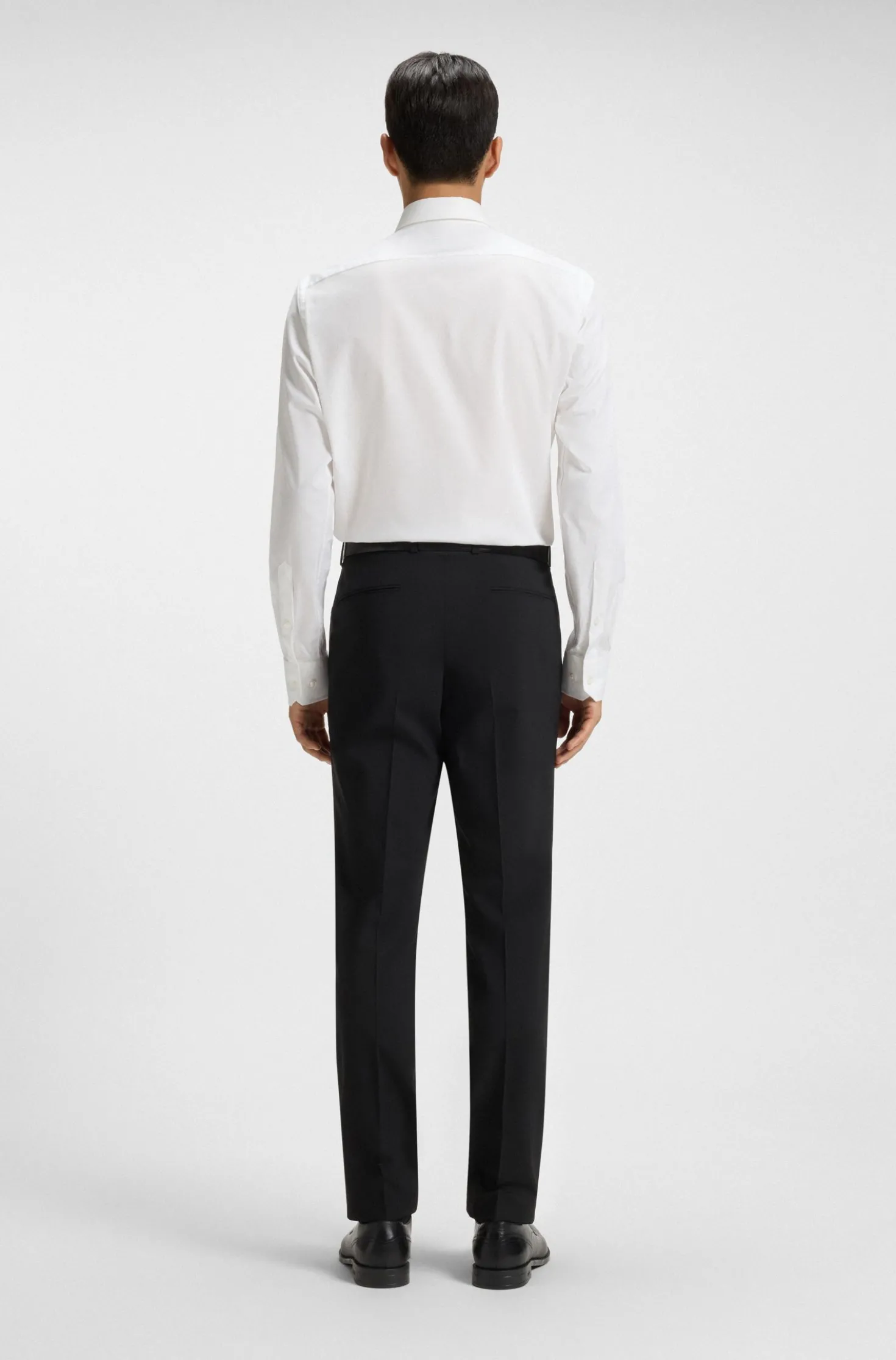 Regular-fit stretch-twill formal business shirt