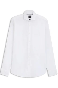 Regular-fit stretch-twill formal business shirt
