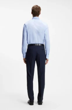 Regular-fit stretch-twill formal business shirt