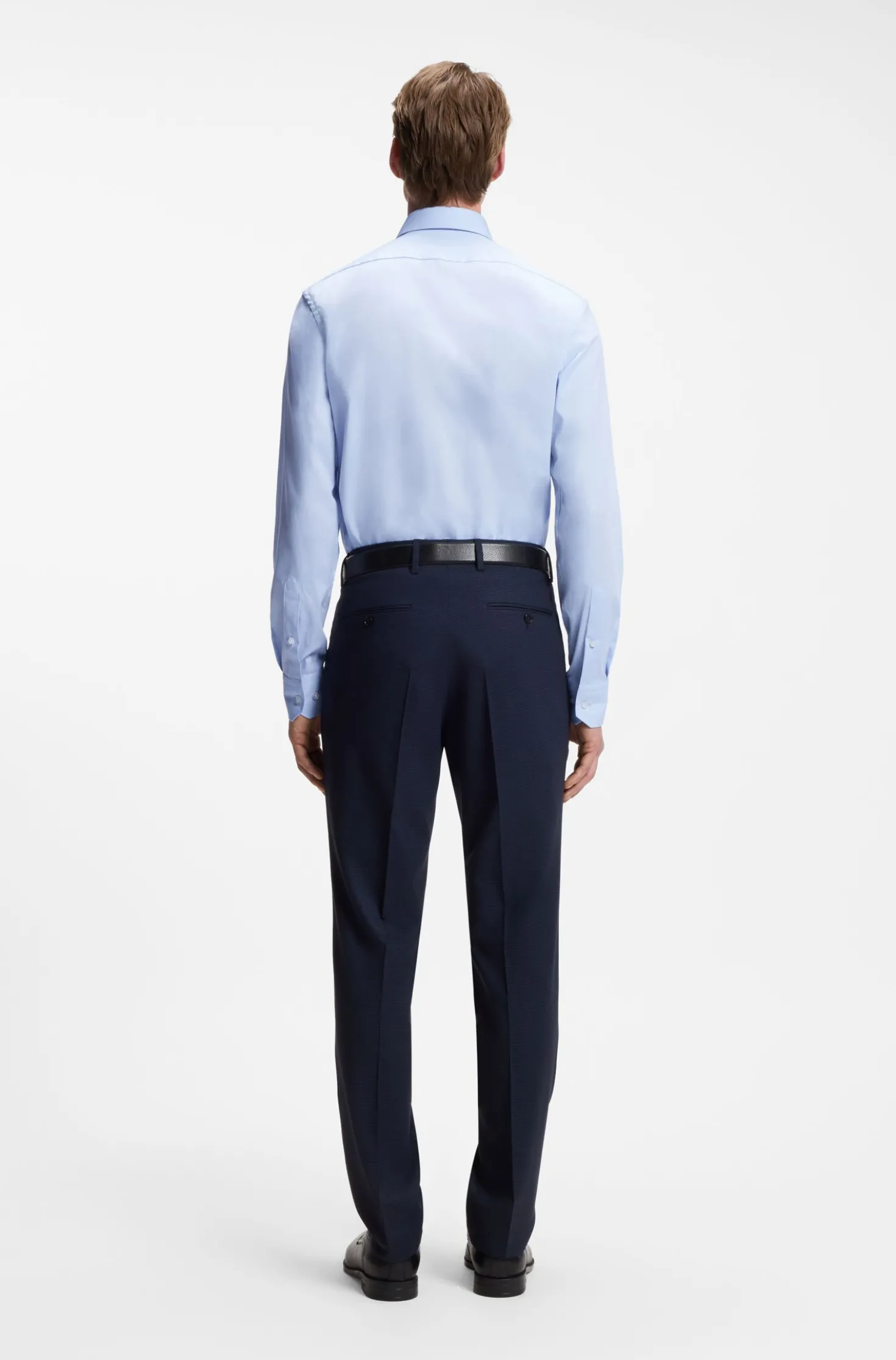 Regular-fit stretch-twill formal business shirt