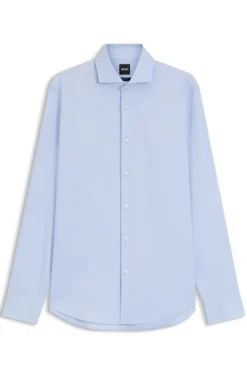 Regular-fit stretch-twill formal business shirt