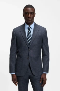 Regular-fit suit jacket in a patterned wool blend