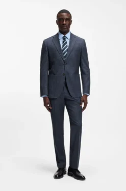 Regular-fit suit jacket in a patterned wool blend