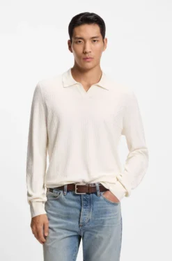 Regular-fit sweater in jacquard-knitted silk