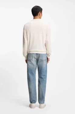 Regular-fit sweater in jacquard-knitted silk