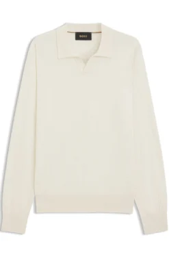 Regular-fit sweater in jacquard-knitted silk