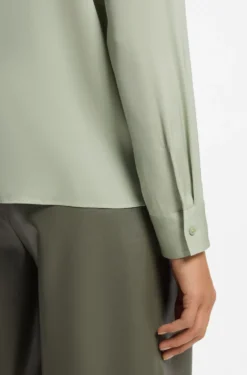 Regular-fit tailored blouse in stretch silk