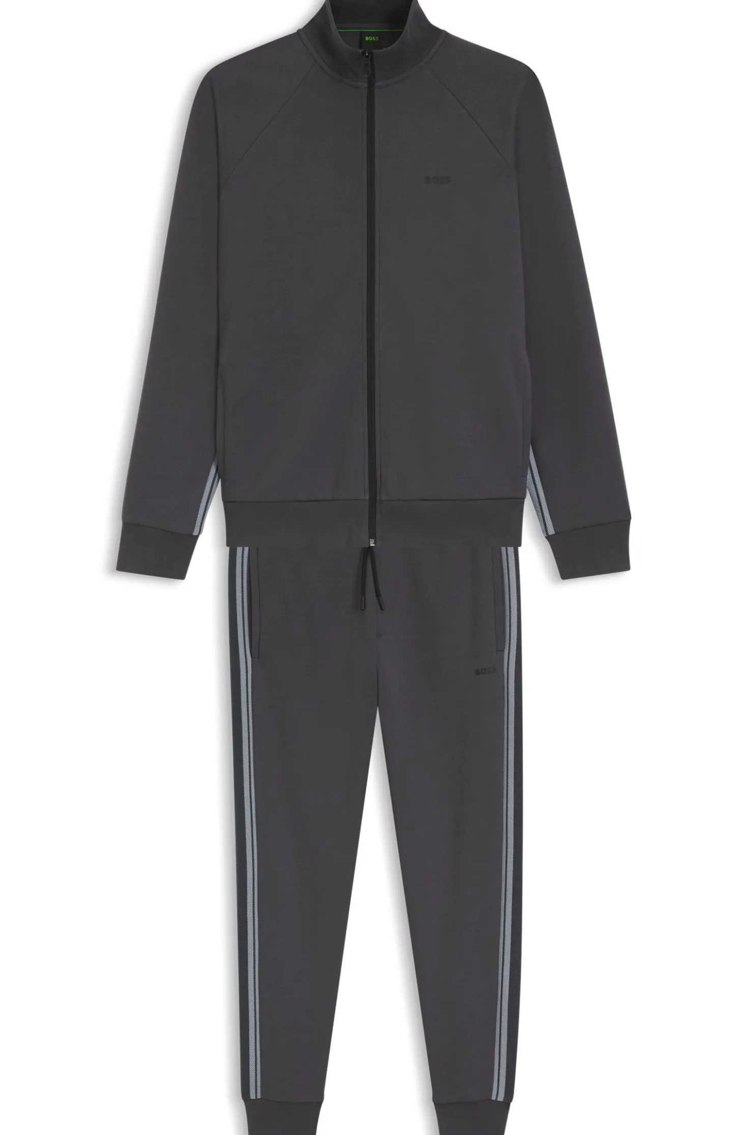 Regular-fit tracksuit set in stretch cotton with striped trims