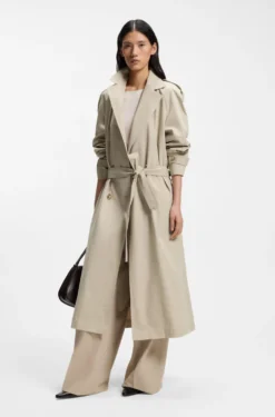 Regular-fit trench coat in stretch cotton